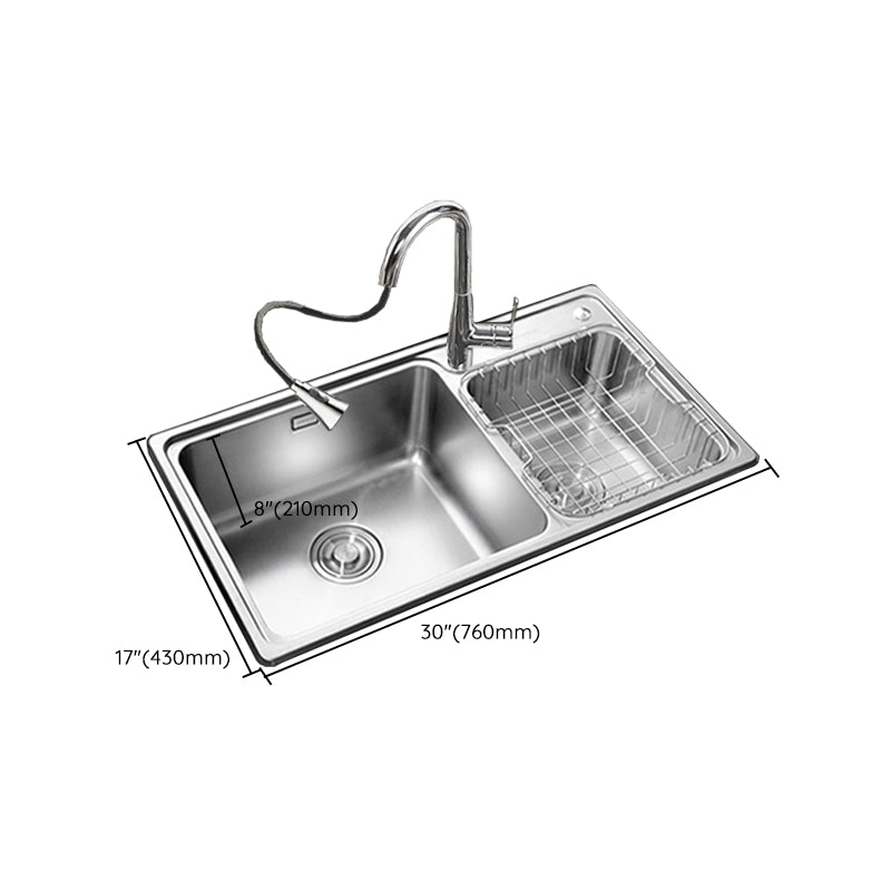 Stainless Steel Kitchen Double Sink Drop-In Kitchen Sink with Drain Assembly Clearhalo 'Home Improvement' 'home_improvement' 'home_improvement_kitchen_sinks' 'Kitchen Remodel & Kitchen Fixtures' 'Kitchen Sinks & Faucet Components' 'Kitchen Sinks' 'kitchen_sinks' 7147573