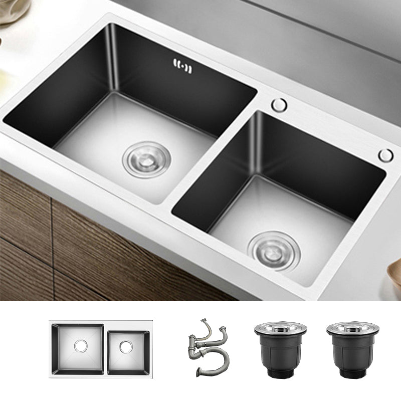 Modern Style Kitchen Sink Drop-In Kitchen Double Sink with Soundproofing Sink Only None Clearhalo 'Home Improvement' 'home_improvement' 'home_improvement_kitchen_sinks' 'Kitchen Remodel & Kitchen Fixtures' 'Kitchen Sinks & Faucet Components' 'Kitchen Sinks' 'kitchen_sinks' 7147645