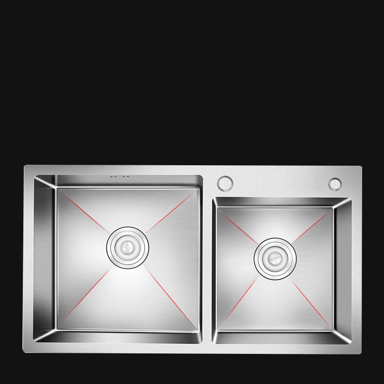 Modern Style Kitchen Sink Drop-In Kitchen Double Sink with Soundproofing Clearhalo 'Home Improvement' 'home_improvement' 'home_improvement_kitchen_sinks' 'Kitchen Remodel & Kitchen Fixtures' 'Kitchen Sinks & Faucet Components' 'Kitchen Sinks' 'kitchen_sinks' 7147656