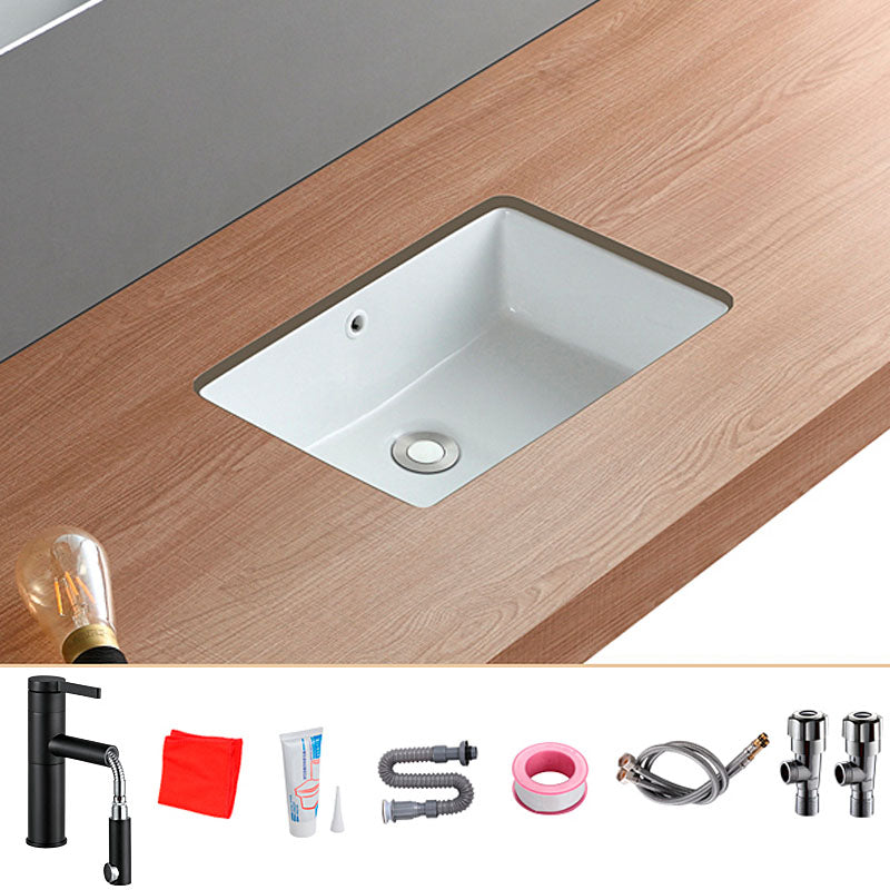 Traditional Undermount Bathroom Sink Porcelain with Overflow Basin Sink 19"L x 13"W x 7"H Swivel Faucet Sink with Faucet Clearhalo 'Bathroom Remodel & Bathroom Fixtures' 'Bathroom Sinks & Faucet Components' 'Bathroom Sinks' 'bathroom_sink' 'Home Improvement' 'home_improvement' 'home_improvement_bathroom_sink' 7147751