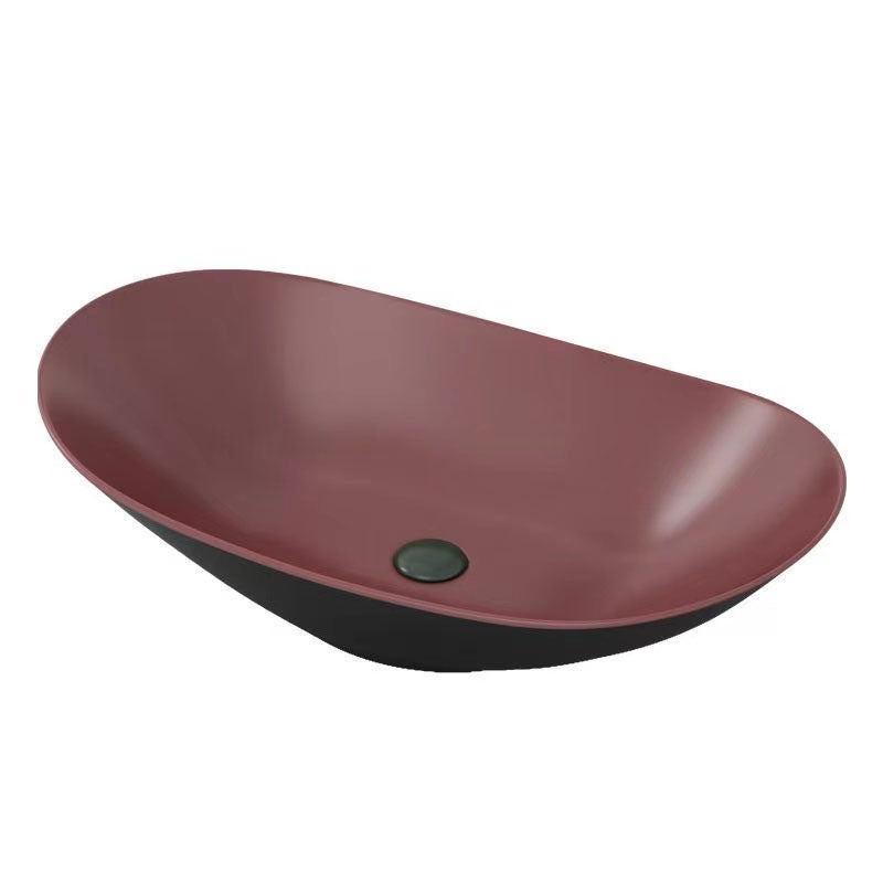 Modern Vessel Bathroom Sink Oval-shape Porcelain Vessel Lavatory Sink Clearhalo 'Bathroom Remodel & Bathroom Fixtures' 'Bathroom Sinks & Faucet Components' 'Bathroom Sinks' 'bathroom_sink' 'Home Improvement' 'home_improvement' 'home_improvement_bathroom_sink' 7147821