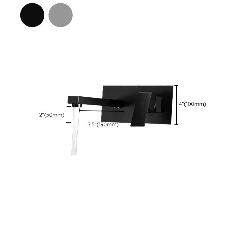 Modern Widespread Wall Mounted Bathroom Sink Faucet Lever Handle Low Arc Faucet Clearhalo 'Bathroom Remodel & Bathroom Fixtures' 'Bathroom Sink Faucets' 'Bathroom Sinks & Faucet Components' 'bathroom_sink_faucets' 'Home Improvement' 'home_improvement' 'home_improvement_bathroom_sink_faucets' 7147897