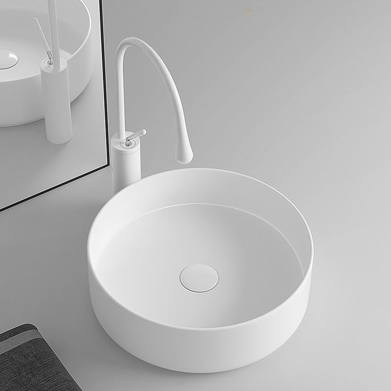 Round Porcelain Bathroom Sink with Shut-Off Valve Vessel Sink Clearhalo 'Bathroom Remodel & Bathroom Fixtures' 'Bathroom Sinks & Faucet Components' 'Bathroom Sinks' 'bathroom_sink' 'Home Improvement' 'home_improvement' 'home_improvement_bathroom_sink' 7147969