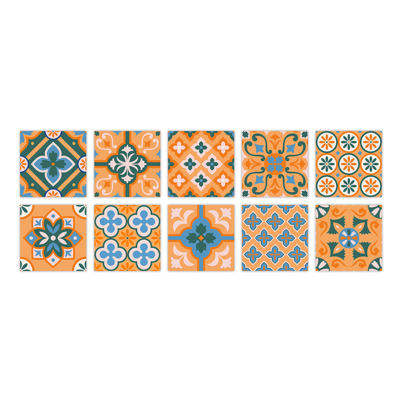PVC Peel & Stick Mosaic Tile Square Mosaic Tile Wallpaper with Waterproof Orange 4"L x 4"W 10-Piece Set Clearhalo 'Flooring 'Home Improvement' 'home_improvement' 'home_improvement_peel_stick_blacksplash' 'Peel & Stick Backsplash Tile' 'peel_stick_blacksplash' 'Walls & Ceilings' Walls and Ceiling' 7148449