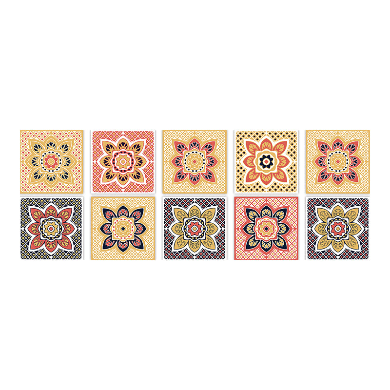 Square Peel & Stick Mosaic Tile PVC Waterproof Mosaic Tile Wallpaper Yellow 10-Piece Set Clearhalo 'Flooring 'Home Improvement' 'home_improvement' 'home_improvement_peel_stick_blacksplash' 'Peel & Stick Backsplash Tile' 'peel_stick_blacksplash' 'Walls & Ceilings' Walls and Ceiling' 7148478