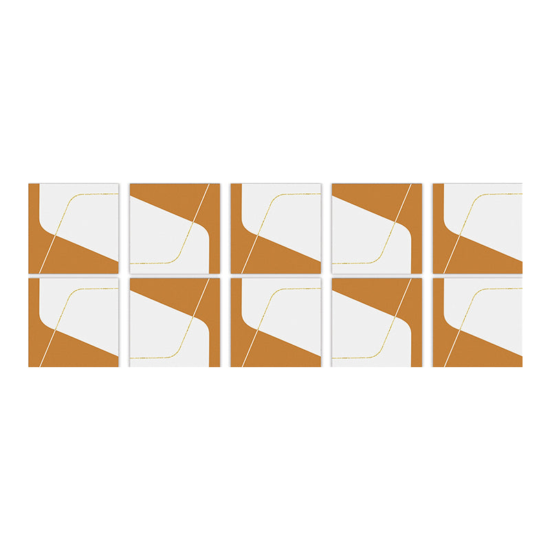 Square Peel & Stick Mosaic Tile PVC Waterproof Mosaic Tile Wallpaper White-Orange 10-Piece Set Clearhalo 'Flooring 'Home Improvement' 'home_improvement' 'home_improvement_peel_stick_blacksplash' 'Peel & Stick Backsplash Tile' 'peel_stick_blacksplash' 'Walls & Ceilings' Walls and Ceiling' 7148487