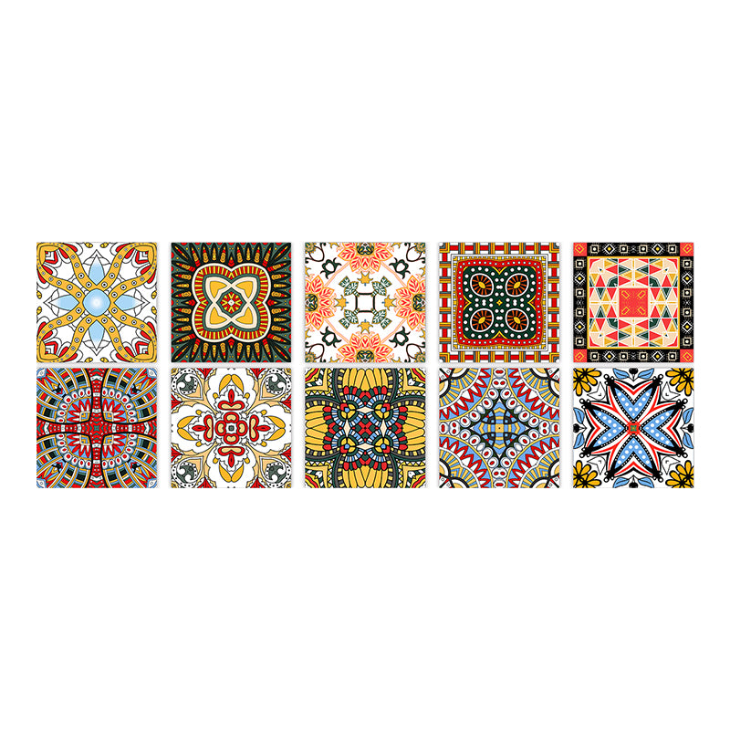 Square Peel & Stick Mosaic Tile PVC Waterproof Mosaic Tile Wallpaper Blue-Yellow-Green 10-Piece Set Clearhalo 'Flooring 'Home Improvement' 'home_improvement' 'home_improvement_peel_stick_blacksplash' 'Peel & Stick Backsplash Tile' 'peel_stick_blacksplash' 'Walls & Ceilings' Walls and Ceiling' 7148493