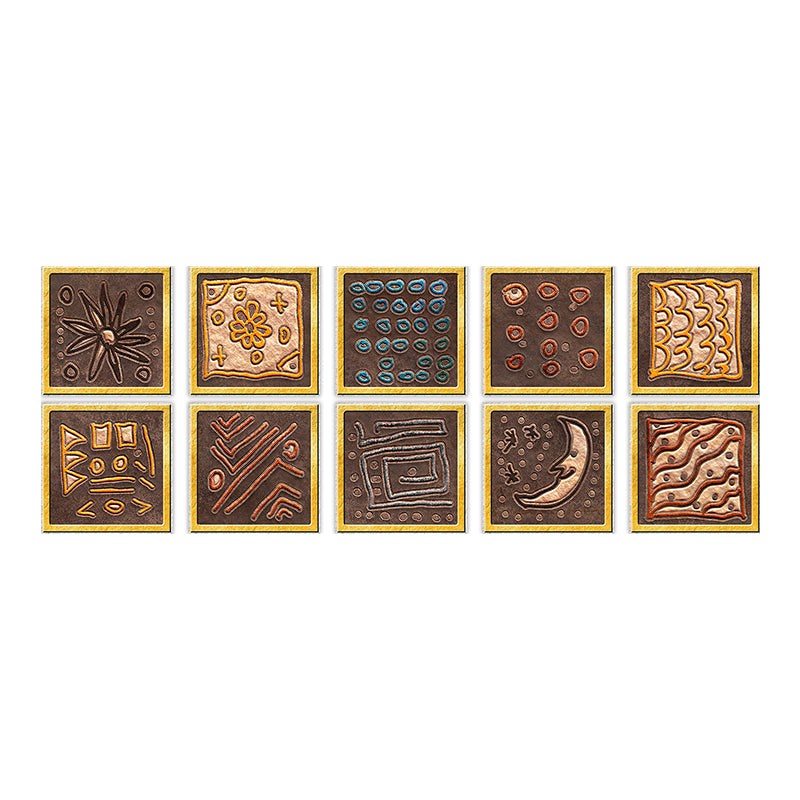 Square Peel & Stick Mosaic Tile PVC Waterproof Mosaic Tile Wallpaper Dark Brown 10-Piece Set Clearhalo 'Flooring 'Home Improvement' 'home_improvement' 'home_improvement_peel_stick_blacksplash' 'Peel & Stick Backsplash Tile' 'peel_stick_blacksplash' 'Walls & Ceilings' Walls and Ceiling' 7148499