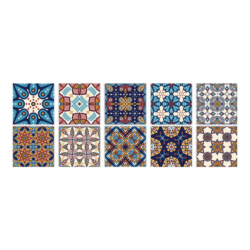 Square Peel & Stick Mosaic Tile PVC Waterproof Mosaic Tile Wallpaper Sky Blue-Yellow 10-Piece Set Clearhalo 'Flooring 'Home Improvement' 'home_improvement' 'home_improvement_peel_stick_blacksplash' 'Peel & Stick Backsplash Tile' 'peel_stick_blacksplash' 'Walls & Ceilings' Walls and Ceiling' 7148501