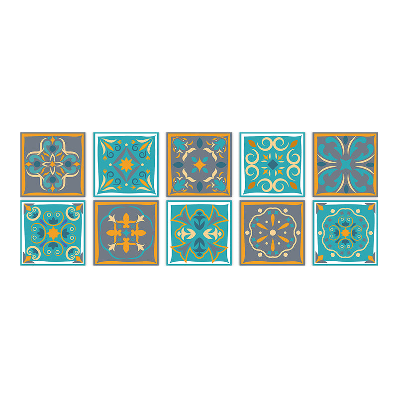 Square Peel & Stick Mosaic Tile PVC Waterproof Mosaic Tile Wallpaper Turquoise 10-Piece Set Clearhalo 'Flooring 'Home Improvement' 'home_improvement' 'home_improvement_peel_stick_blacksplash' 'Peel & Stick Backsplash Tile' 'peel_stick_blacksplash' 'Walls & Ceilings' Walls and Ceiling' 7148502