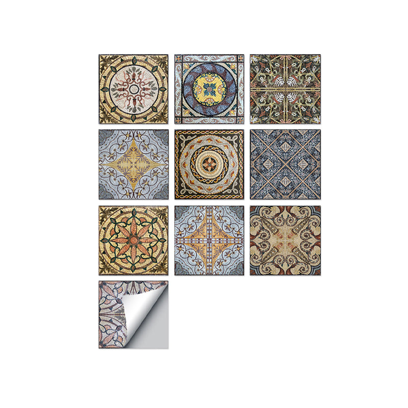 Square Peel & Stick Mosaic Tile PVC Mosaic Tile Wallpaper with Waterproof Yellow Blue Clearhalo 'Flooring 'Home Improvement' 'home_improvement' 'home_improvement_peel_stick_blacksplash' 'Peel & Stick Backsplash Tile' 'peel_stick_blacksplash' 'Walls & Ceilings' Walls and Ceiling' 7148520