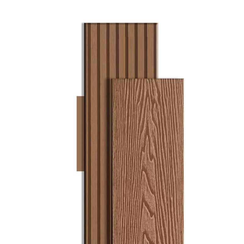 Waterproof Engineered Hardwood Flooring Medium Wood Click-Locking for Patio Garden Brown Embossed Clearhalo 'Flooring 'Hardwood Flooring' 'hardwood_flooring' 'Home Improvement' 'home_improvement' 'home_improvement_hardwood_flooring' Walls and Ceiling' 7148667