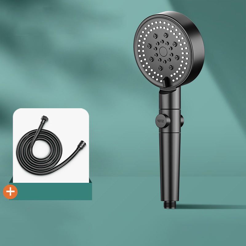 Modern 6 Setting Shower Head Adjustable Spray Pattern Matte Black Round Shower Head Filter Included Shower Head with Hose 1.5 meter Hose Clearhalo 'Bathroom Remodel & Bathroom Fixtures' 'Home Improvement' 'home_improvement' 'home_improvement_shower_heads' 'Shower Heads' 'shower_heads' 'Showers & Bathtubs Plumbing' 'Showers & Bathtubs' 7149273