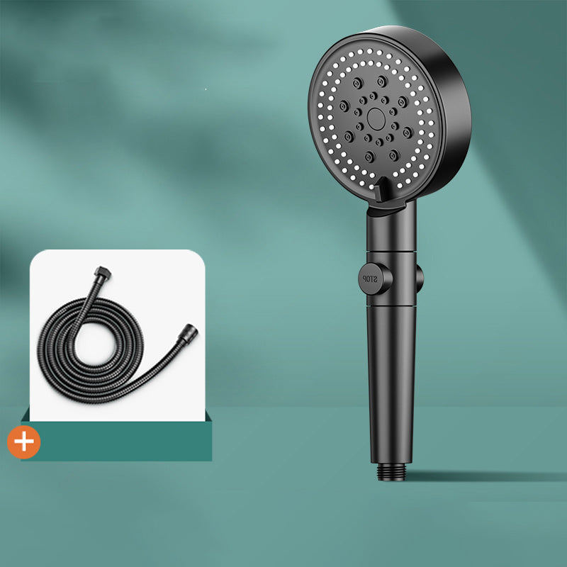Modern 6 Setting Shower Head Adjustable Spray Pattern Matte Black Round Shower Head Filter Included Shower Head with Hose 2 meter Hose Clearhalo 'Bathroom Remodel & Bathroom Fixtures' 'Home Improvement' 'home_improvement' 'home_improvement_shower_heads' 'Shower Heads' 'shower_heads' 'Showers & Bathtubs Plumbing' 'Showers & Bathtubs' 7149276