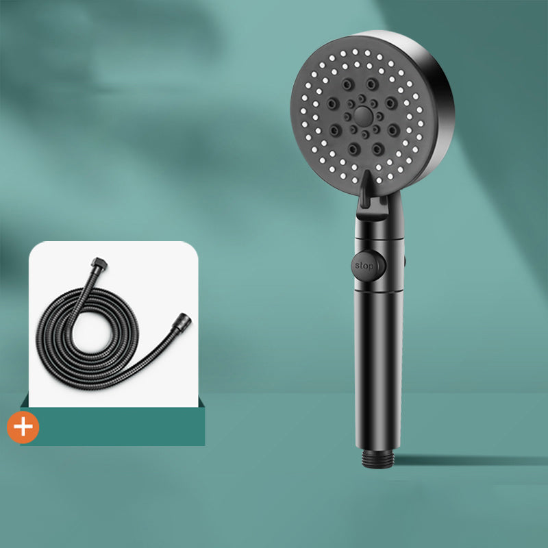 Modern 6 Setting Shower Head Adjustable Spray Pattern Matte Black Round Shower Head Filter Not Included Shower Head with Hose 1.5 meter Hose Clearhalo 'Bathroom Remodel & Bathroom Fixtures' 'Home Improvement' 'home_improvement' 'home_improvement_shower_heads' 'Shower Heads' 'shower_heads' 'Showers & Bathtubs Plumbing' 'Showers & Bathtubs' 7149277