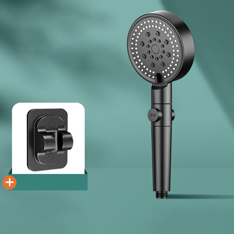 Modern 6 Setting Shower Head Adjustable Spray Pattern Matte Black Round Shower Head Filter Included Shower & No Punch Bracket Hose not included Clearhalo 'Bathroom Remodel & Bathroom Fixtures' 'Home Improvement' 'home_improvement' 'home_improvement_shower_heads' 'Shower Heads' 'shower_heads' 'Showers & Bathtubs Plumbing' 'Showers & Bathtubs' 7149289