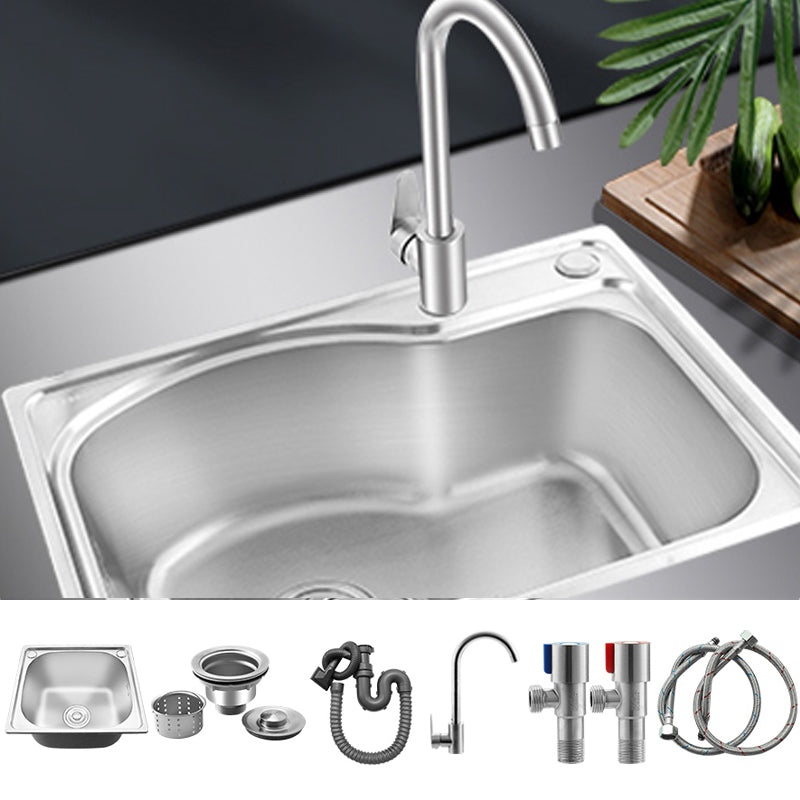Modern Bar Prep Sink Stainless Steel with Faucet Workstation Ledge 22.8"L x 16.9"W x 8.7"H Sink with Faucet Hot/Cold Water Dispensers Clearhalo 'Home Improvement' 'home_improvement' 'home_improvement_kitchen_sinks' 'Kitchen Remodel & Kitchen Fixtures' 'Kitchen Sinks & Faucet Components' 'Kitchen Sinks' 'kitchen_sinks' 7150019