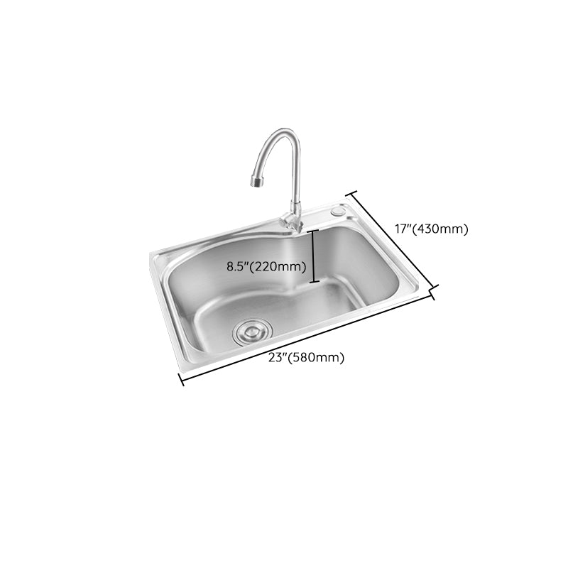 Modern Bar Prep Sink Stainless Steel with Faucet Workstation Ledge Clearhalo 'Home Improvement' 'home_improvement' 'home_improvement_kitchen_sinks' 'Kitchen Remodel & Kitchen Fixtures' 'Kitchen Sinks & Faucet Components' 'Kitchen Sinks' 'kitchen_sinks' 7150023