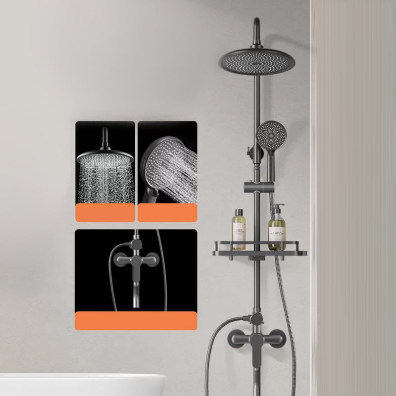 Modern Shower Trim Push Button Dual Shower Head Wall Mounted Shower Combo Round Lever Handle 3 Clearhalo 'Bathroom Remodel & Bathroom Fixtures' 'Home Improvement' 'home_improvement' 'home_improvement_shower_faucets' 'Shower Faucets & Systems' 'shower_faucets' 'Showers & Bathtubs Plumbing' 'Showers & Bathtubs' 7157107