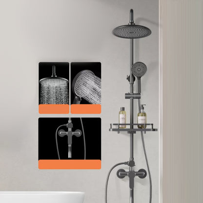 Modern Shower Trim Push Button Dual Shower Head Wall Mounted Shower Combo Round Lever Handle 3 Clearhalo 'Bathroom Remodel & Bathroom Fixtures' 'Home Improvement' 'home_improvement' 'home_improvement_shower_faucets' 'Shower Faucets & Systems' 'shower_faucets' 'Showers & Bathtubs Plumbing' 'Showers & Bathtubs' 7157107