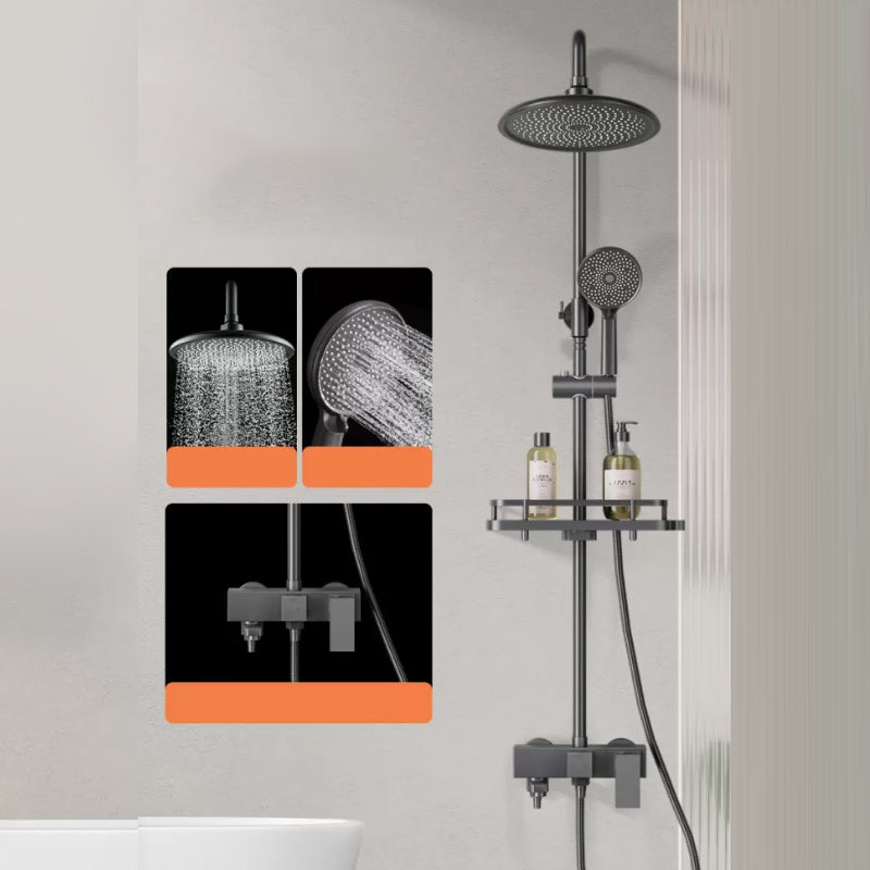 Modern Shower Trim Push Button Dual Shower Head Wall Mounted Shower Combo Round Square Handle 3 Clearhalo 'Bathroom Remodel & Bathroom Fixtures' 'Home Improvement' 'home_improvement' 'home_improvement_shower_faucets' 'Shower Faucets & Systems' 'shower_faucets' 'Showers & Bathtubs Plumbing' 'Showers & Bathtubs' 7157108