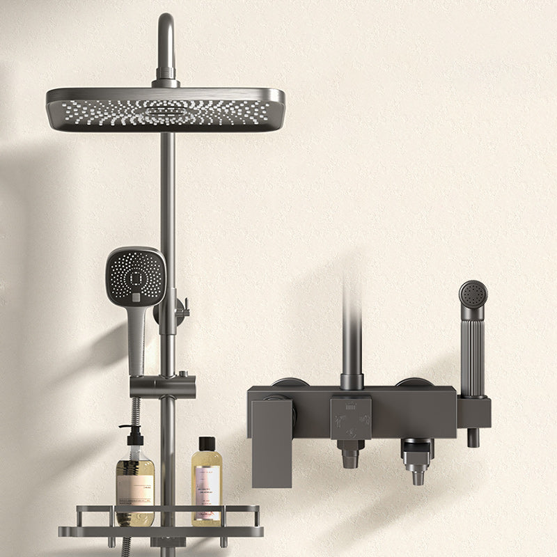 Modern Shower Trim Push Button Dual Shower Head Wall Mounted Shower Combo Clearhalo 'Bathroom Remodel & Bathroom Fixtures' 'Home Improvement' 'home_improvement' 'home_improvement_shower_faucets' 'Shower Faucets & Systems' 'shower_faucets' 'Showers & Bathtubs Plumbing' 'Showers & Bathtubs' 7157113