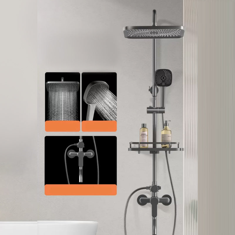 Modern Shower Trim Push Button Dual Shower Head Wall Mounted Shower Combo Square Lever Handle 3 Clearhalo 'Bathroom Remodel & Bathroom Fixtures' 'Home Improvement' 'home_improvement' 'home_improvement_shower_faucets' 'Shower Faucets & Systems' 'shower_faucets' 'Showers & Bathtubs Plumbing' 'Showers & Bathtubs' 7157114