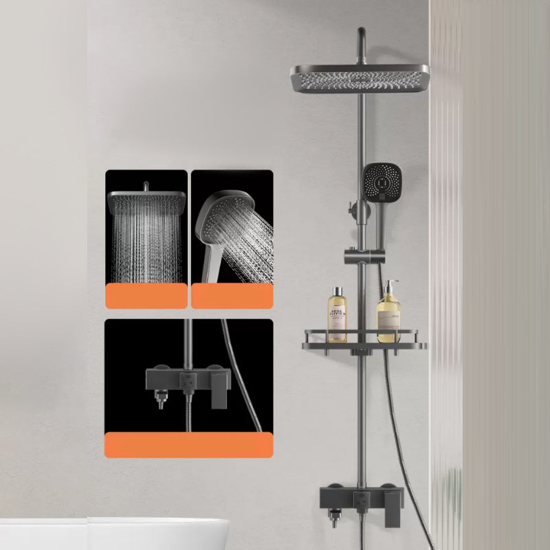 Modern Shower Trim Push Button Dual Shower Head Wall Mounted Shower Combo Square Square Handle 3 Clearhalo 'Bathroom Remodel & Bathroom Fixtures' 'Home Improvement' 'home_improvement' 'home_improvement_shower_faucets' 'Shower Faucets & Systems' 'shower_faucets' 'Showers & Bathtubs Plumbing' 'Showers & Bathtubs' 7157116