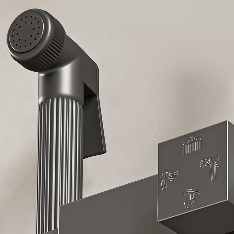 Modern Shower Trim Push Button Dual Shower Head Wall Mounted Shower Combo Clearhalo 'Bathroom Remodel & Bathroom Fixtures' 'Home Improvement' 'home_improvement' 'home_improvement_shower_faucets' 'Shower Faucets & Systems' 'shower_faucets' 'Showers & Bathtubs Plumbing' 'Showers & Bathtubs' 7157123