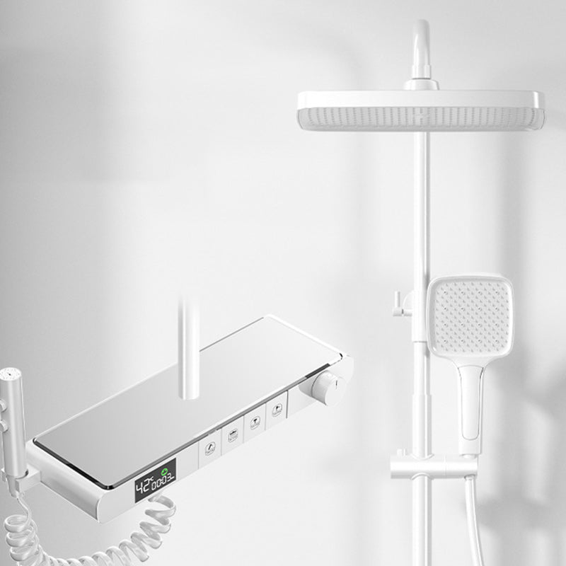 Modern Shower System Push Button Adjustable Spray Shower Trim White Temperature Control Clearhalo 'Bathroom Remodel & Bathroom Fixtures' 'Home Improvement' 'home_improvement' 'home_improvement_shower_faucets' 'Shower Faucets & Systems' 'shower_faucets' 'Showers & Bathtubs Plumbing' 'Showers & Bathtubs' 7157152