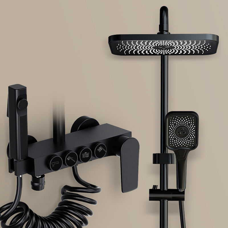 Modern Shower Set Solid Color Valve Included Bath Tub and Shower Head Set Black Four Gear Key Temperature Control Clearhalo 'Bathroom Remodel & Bathroom Fixtures' 'Home Improvement' 'home_improvement' 'home_improvement_shower_faucets' 'Shower Faucets & Systems' 'shower_faucets' 'Showers & Bathtubs Plumbing' 'Showers & Bathtubs' 7157188