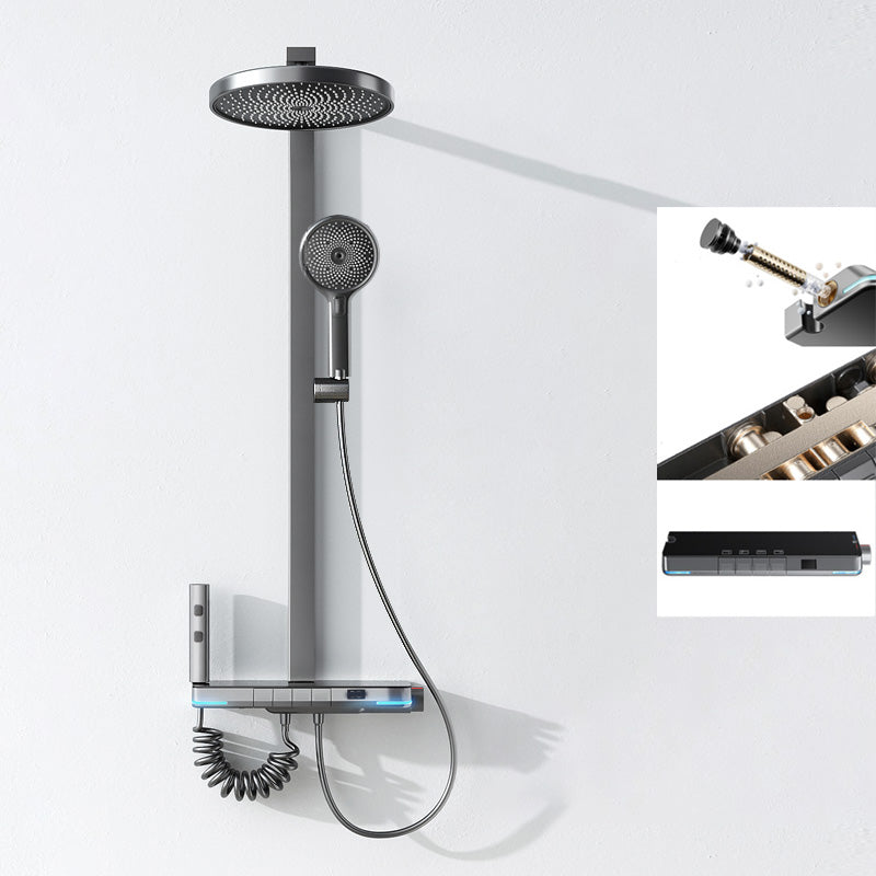 Simplicity Shower Combo Solid Color Valve Included Shower Head Combo Grey Round Clearhalo 'Bathroom Remodel & Bathroom Fixtures' 'Home Improvement' 'home_improvement' 'home_improvement_shower_faucets' 'Shower Faucets & Systems' 'shower_faucets' 'Showers & Bathtubs Plumbing' 'Showers & Bathtubs' 7157203