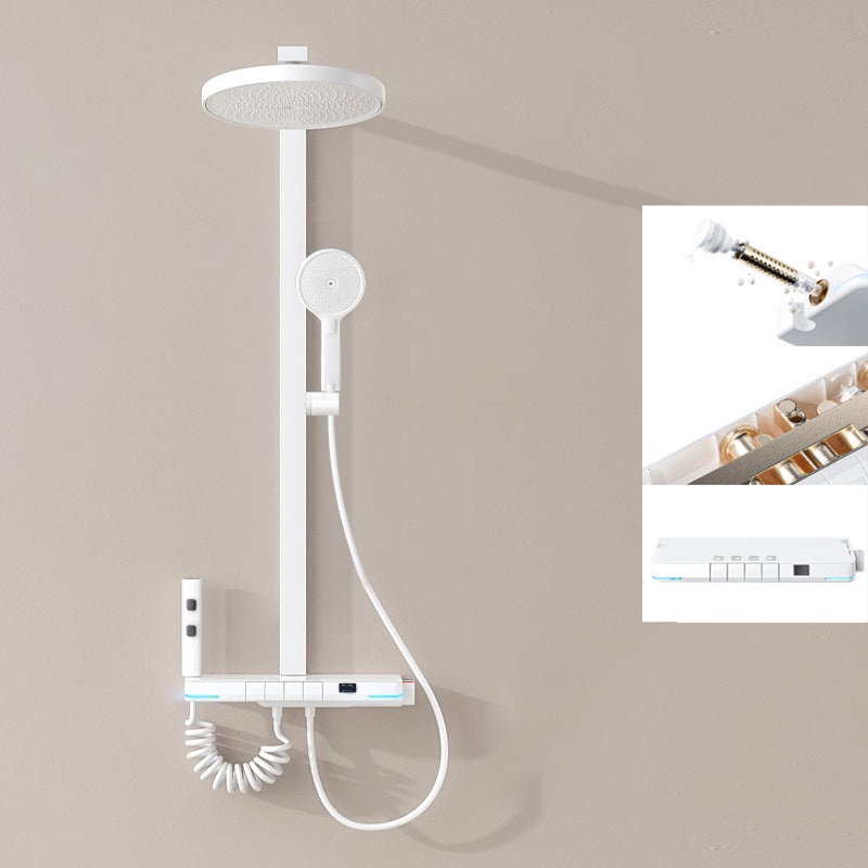 Simplicity Shower Combo Solid Color Valve Included Shower Head Combo White Round Clearhalo 'Bathroom Remodel & Bathroom Fixtures' 'Home Improvement' 'home_improvement' 'home_improvement_shower_faucets' 'Shower Faucets & Systems' 'shower_faucets' 'Showers & Bathtubs Plumbing' 'Showers & Bathtubs' 7157206