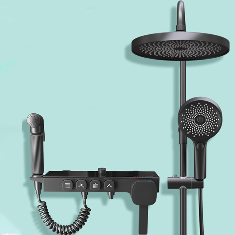 Modern Shower Trim Adjustable Spray Pattern Wall Mounted Shower Combo Black Temperature Control Digital Display Not Included Clearhalo 'Bathroom Remodel & Bathroom Fixtures' 'Home Improvement' 'home_improvement' 'home_improvement_shower_faucets' 'Shower Faucets & Systems' 'shower_faucets' 'Showers & Bathtubs Plumbing' 'Showers & Bathtubs' 7157232