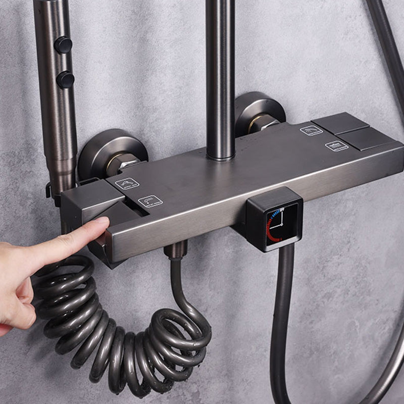 Modern Shower Trim Pure Color Slide Bar Included Shower Combo Clearhalo 'Bathroom Remodel & Bathroom Fixtures' 'Home Improvement' 'home_improvement' 'home_improvement_shower_faucets' 'Shower Faucets & Systems' 'shower_faucets' 'Showers & Bathtubs Plumbing' 'Showers & Bathtubs' 7157266