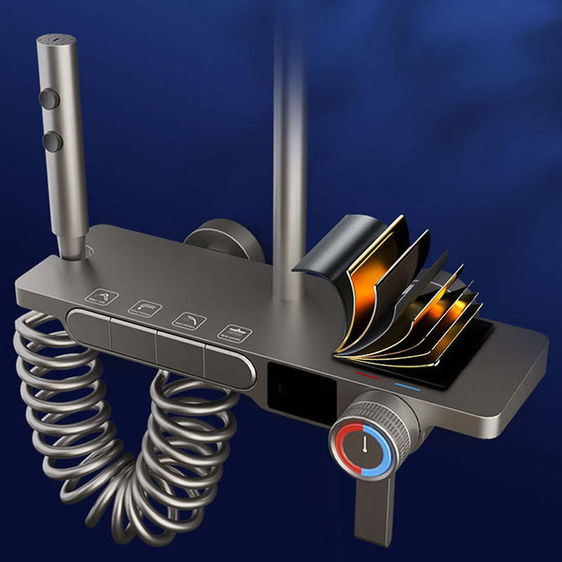 Modern Wall Mount Shower Trim Adjustable Spray Pattern Shower Head Combo Clearhalo 'Bathroom Remodel & Bathroom Fixtures' 'Home Improvement' 'home_improvement' 'home_improvement_shower_faucets' 'Shower Faucets & Systems' 'shower_faucets' 'Showers & Bathtubs Plumbing' 'Showers & Bathtubs' 7157282