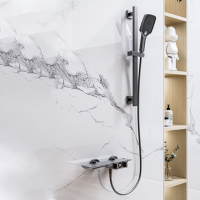 Modern Plain Shower Trim Adjustable Water Flow Wall Mount Shower Head Combo Gun Grey Slide Bar Included Clearhalo 'Bathroom Remodel & Bathroom Fixtures' 'Home Improvement' 'home_improvement' 'home_improvement_shower_faucets' 'Shower Faucets & Systems' 'shower_faucets' 'Showers & Bathtubs Plumbing' 'Showers & Bathtubs' 7157286