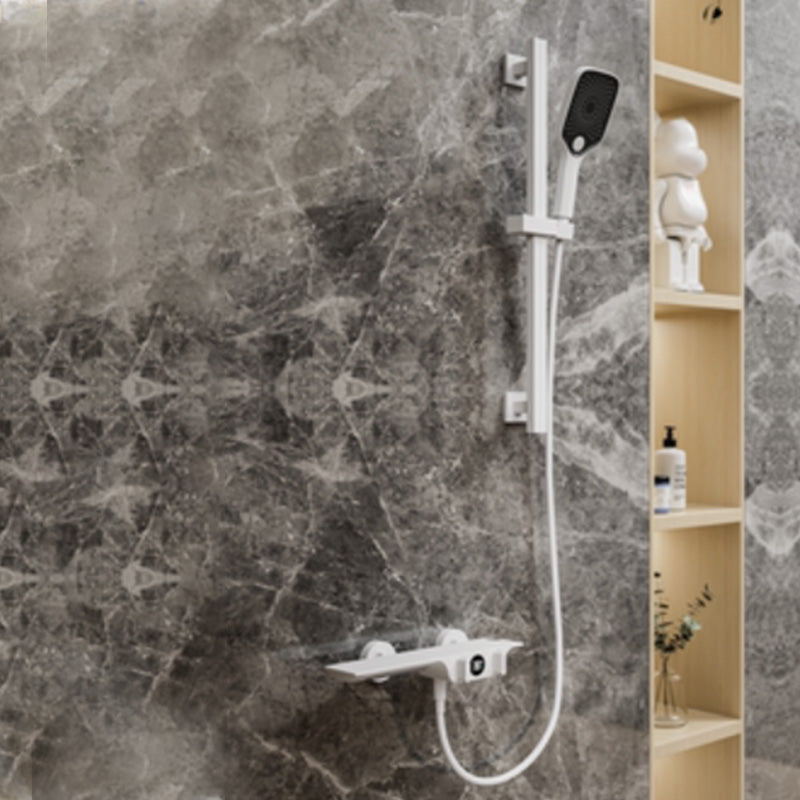 Modern Plain Shower Trim Adjustable Water Flow Wall Mount Shower Head Combo White Slide Bar Included Clearhalo 'Bathroom Remodel & Bathroom Fixtures' 'Home Improvement' 'home_improvement' 'home_improvement_shower_faucets' 'Shower Faucets & Systems' 'shower_faucets' 'Showers & Bathtubs Plumbing' 'Showers & Bathtubs' 7157289