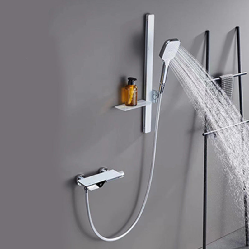 Modern Plain Shower Trim Adjustable Water Flow Wall Mount Shower Head Combo White-Silver Slide Bar Included Clearhalo 'Bathroom Remodel & Bathroom Fixtures' 'Home Improvement' 'home_improvement' 'home_improvement_shower_faucets' 'Shower Faucets & Systems' 'shower_faucets' 'Showers & Bathtubs Plumbing' 'Showers & Bathtubs' 7157294