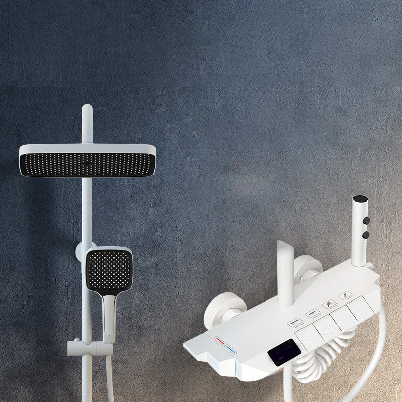 Modern Shower Set Solid Color Valve Included Shower Head Combo White Clearhalo 'Bathroom Remodel & Bathroom Fixtures' 'Home Improvement' 'home_improvement' 'home_improvement_shower_faucets' 'Shower Faucets & Systems' 'shower_faucets' 'Showers & Bathtubs Plumbing' 'Showers & Bathtubs' 7157308