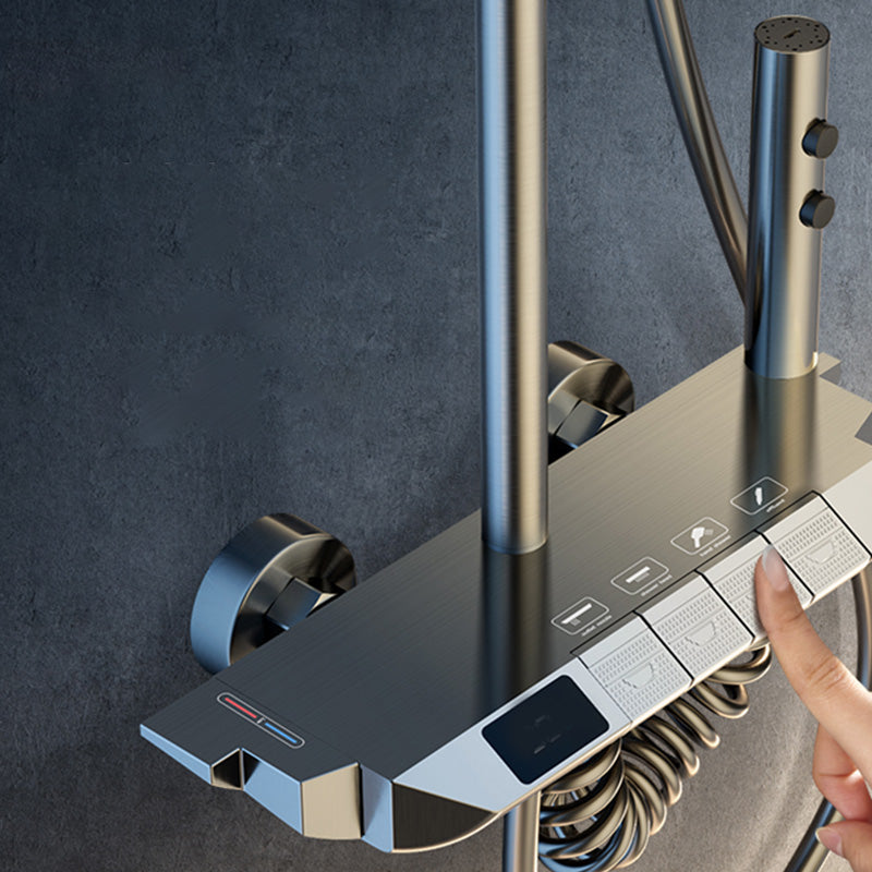 Modern Shower Set Solid Color Valve Included Shower Head Combo Clearhalo 'Bathroom Remodel & Bathroom Fixtures' 'Home Improvement' 'home_improvement' 'home_improvement_shower_faucets' 'Shower Faucets & Systems' 'shower_faucets' 'Showers & Bathtubs Plumbing' 'Showers & Bathtubs' 7157313