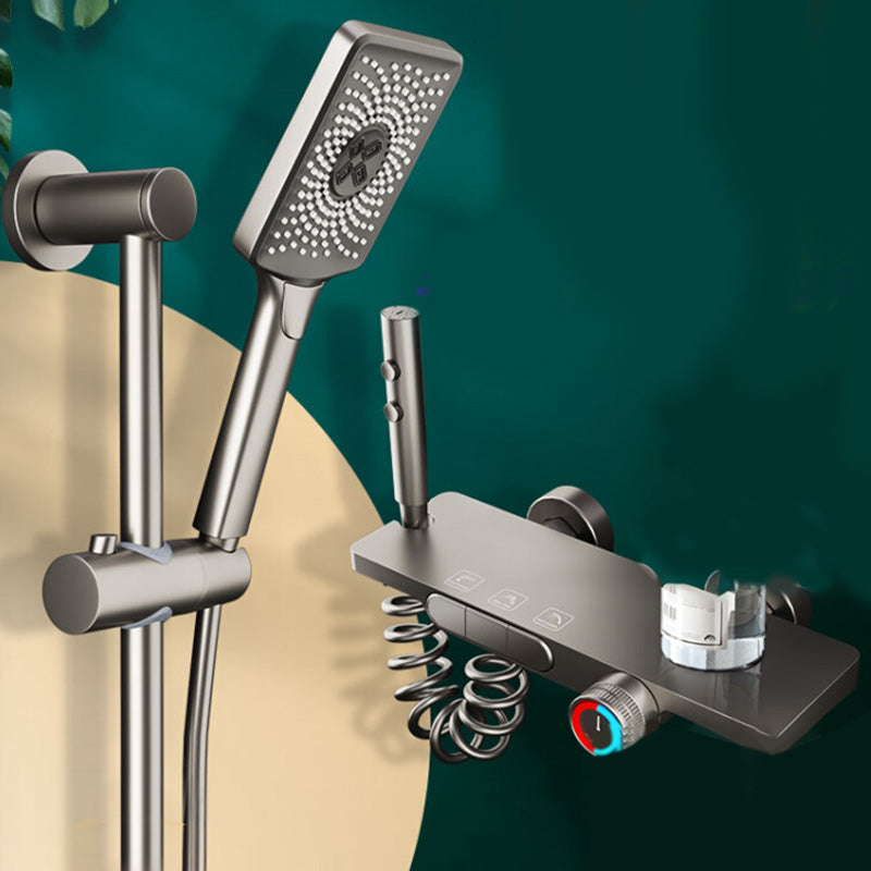 Wall Mount Shower Set Solid Color Adjustable Spray Pattern Shower Combo Clearhalo 'Bathroom Remodel & Bathroom Fixtures' 'Home Improvement' 'home_improvement' 'home_improvement_shower_faucets' 'Shower Faucets & Systems' 'shower_faucets' 'Showers & Bathtubs Plumbing' 'Showers & Bathtubs' 7157315