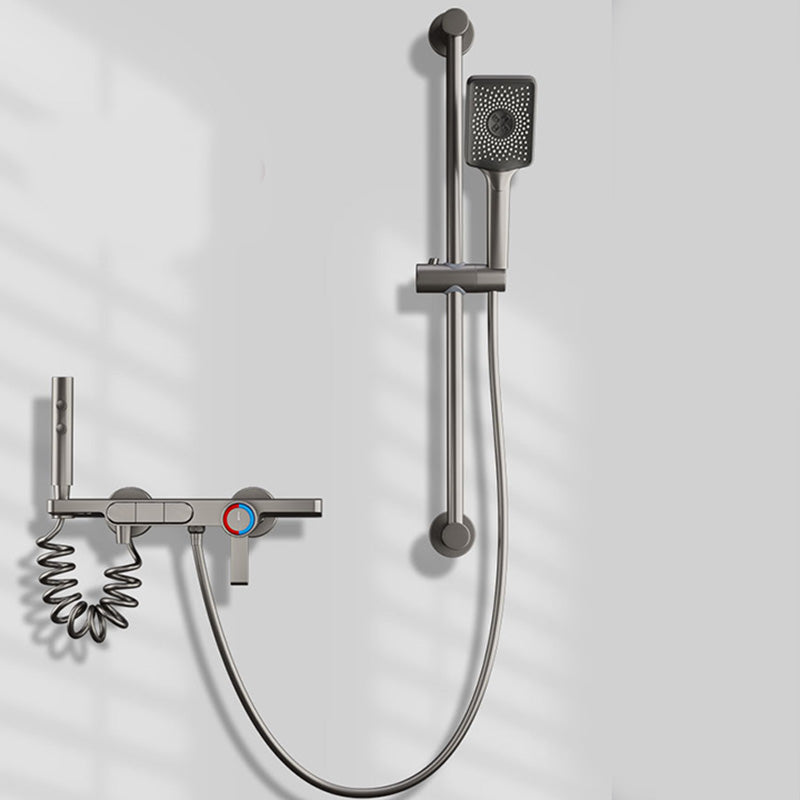 Wall Mount Shower Set Solid Color Adjustable Spray Pattern Shower Combo Clearhalo 'Bathroom Remodel & Bathroom Fixtures' 'Home Improvement' 'home_improvement' 'home_improvement_shower_faucets' 'Shower Faucets & Systems' 'shower_faucets' 'Showers & Bathtubs Plumbing' 'Showers & Bathtubs' 7157322