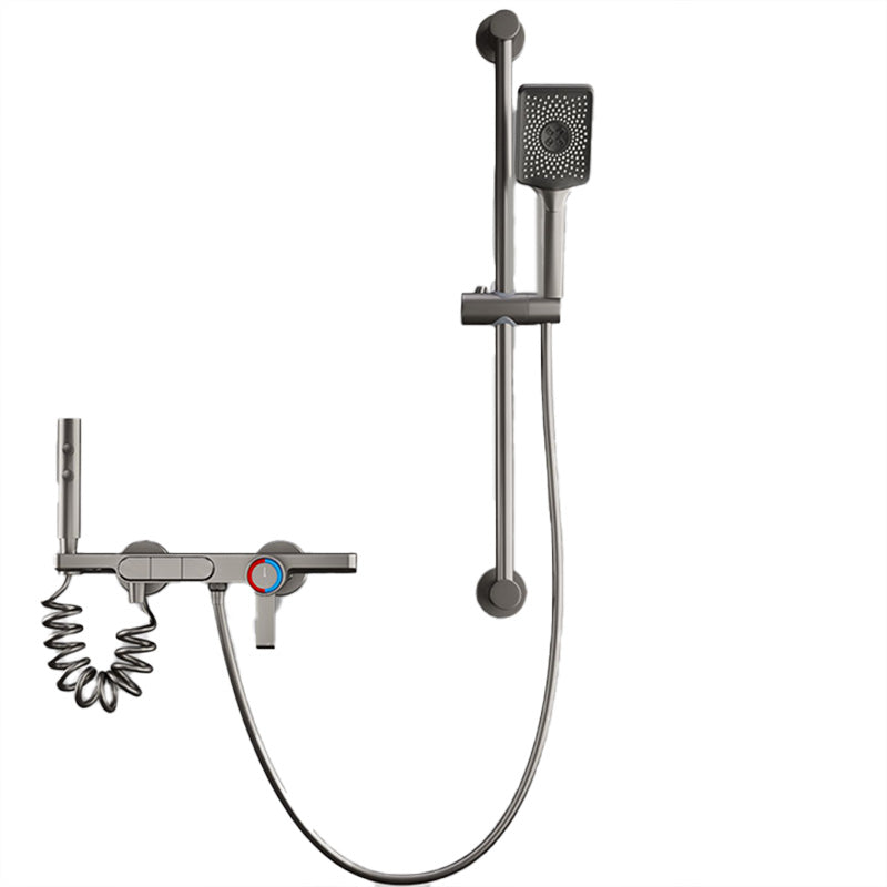Wall Mount Shower Set Solid Color Adjustable Spray Pattern Shower Combo Clearhalo 'Bathroom Remodel & Bathroom Fixtures' 'Home Improvement' 'home_improvement' 'home_improvement_shower_faucets' 'Shower Faucets & Systems' 'shower_faucets' 'Showers & Bathtubs Plumbing' 'Showers & Bathtubs' 7157323