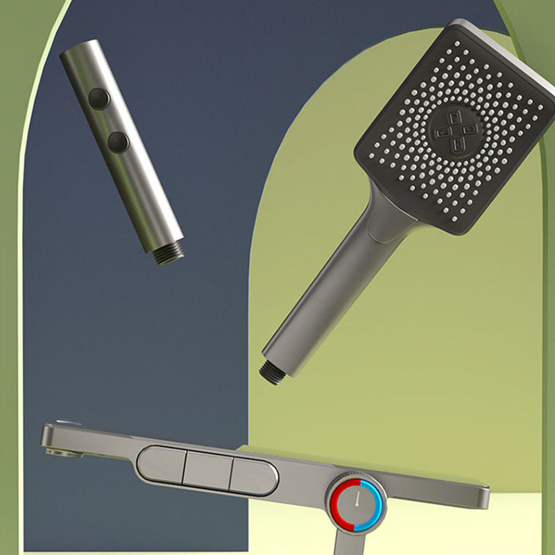 Wall Mount Shower Set Solid Color Adjustable Spray Pattern Shower Combo Clearhalo 'Bathroom Remodel & Bathroom Fixtures' 'Home Improvement' 'home_improvement' 'home_improvement_shower_faucets' 'Shower Faucets & Systems' 'shower_faucets' 'Showers & Bathtubs Plumbing' 'Showers & Bathtubs' 7157326