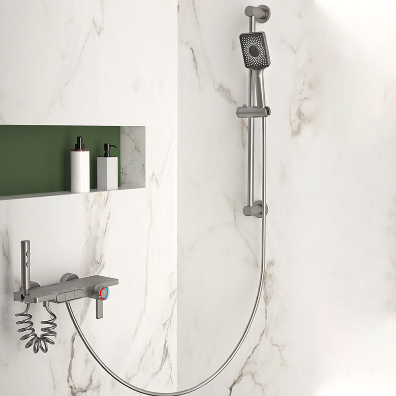 Wall Mount Shower Set Solid Color Adjustable Spray Pattern Shower Combo Clearhalo 'Bathroom Remodel & Bathroom Fixtures' 'Home Improvement' 'home_improvement' 'home_improvement_shower_faucets' 'Shower Faucets & Systems' 'shower_faucets' 'Showers & Bathtubs Plumbing' 'Showers & Bathtubs' 7157329