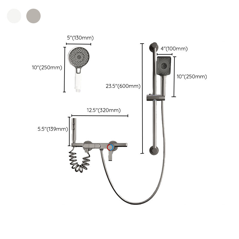 Wall Mount Shower Set Solid Color Adjustable Spray Pattern Shower Combo Clearhalo 'Bathroom Remodel & Bathroom Fixtures' 'Home Improvement' 'home_improvement' 'home_improvement_shower_faucets' 'Shower Faucets & Systems' 'shower_faucets' 'Showers & Bathtubs Plumbing' 'Showers & Bathtubs' 7157330