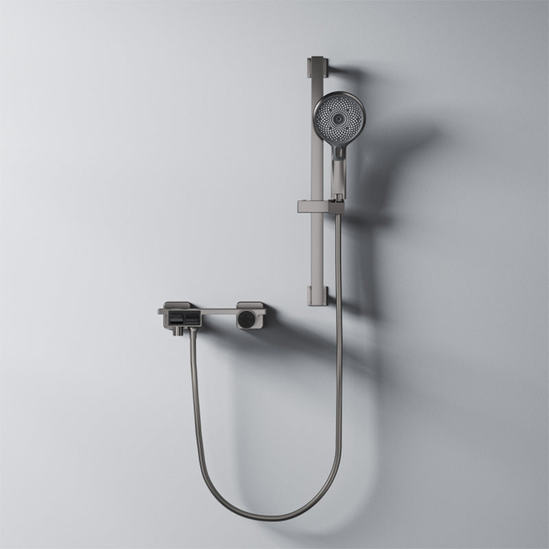 Classic Shower System Adjustable Spray Pattern Swivel Shower Combo with Slide Bar Grey Spray Gun Not Included Clearhalo 'Bathroom Remodel & Bathroom Fixtures' 'Home Improvement' 'home_improvement' 'home_improvement_shower_faucets' 'Shower Faucets & Systems' 'shower_faucets' 'Showers & Bathtubs Plumbing' 'Showers & Bathtubs' 7157345