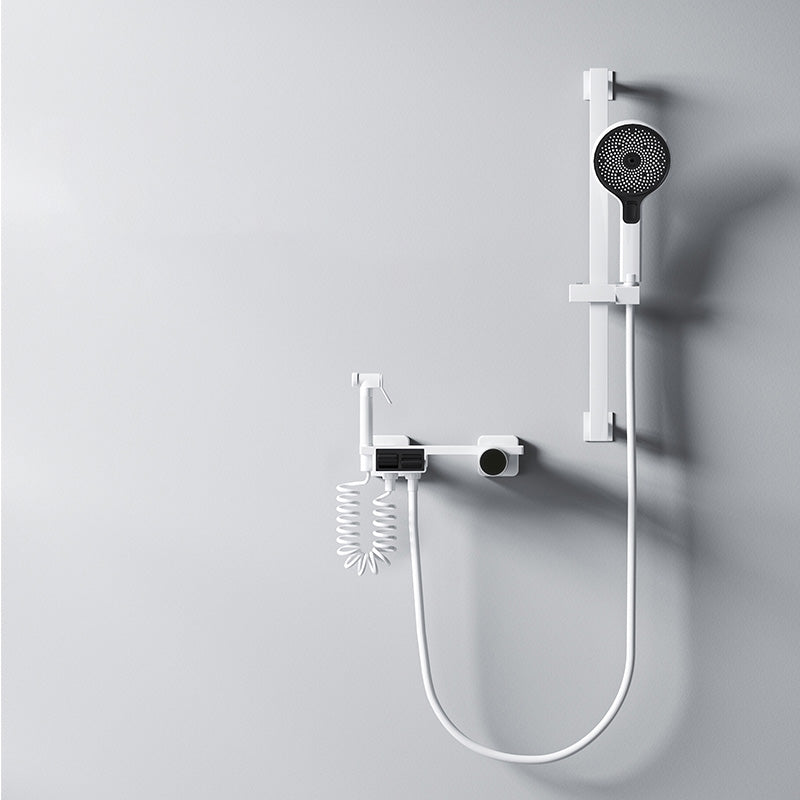 Classic Shower System Adjustable Spray Pattern Swivel Shower Combo with Slide Bar White Spray Gun Included Clearhalo 'Bathroom Remodel & Bathroom Fixtures' 'Home Improvement' 'home_improvement' 'home_improvement_shower_faucets' 'Shower Faucets & Systems' 'shower_faucets' 'Showers & Bathtubs Plumbing' 'Showers & Bathtubs' 7157347