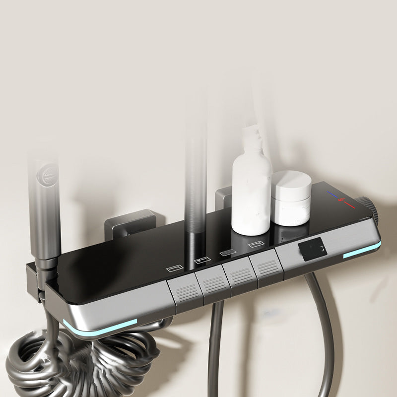 Shower Set Slide Bar Included Pure Color Wall Mounted Shower Head Combo Clearhalo 'Bathroom Remodel & Bathroom Fixtures' 'Home Improvement' 'home_improvement' 'home_improvement_shower_faucets' 'Shower Faucets & Systems' 'shower_faucets' 'Showers & Bathtubs Plumbing' 'Showers & Bathtubs' 7157380